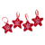 Felt ornaments, 'Lovely Constellation' (set of 4) - Set of 4 Handcrafted Star Felt Ornaments in a Red Tone