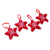 Felt ornaments, 'Lovely Constellation' (set of 4) - Set of 4 Handcrafted Star Felt Ornaments in a Red Tone