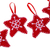 Felt ornaments, 'Lovely Constellation' (set of 4) - Set of 4 Handcrafted Star Felt Ornaments in a Red Tone