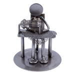 Auto part statuette, 'Tailor' - Recycled Auto Part Statuette of A Tailor Handmade in Mexico