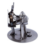 Auto part statuette, 'Tailor' - Recycled Auto Part Statuette of A Tailor Handmade in Mexico