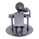 Auto part statuette, 'Tailor' - Recycled Auto Part Statuette of A Tailor Handmade in Mexico