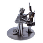Auto part statuette, 'Tailor' - Recycled Auto Part Statuette of A Tailor Handmade in Mexico
