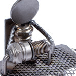 Auto part statuette, 'Tailor' - Recycled Auto Part Statuette of A Tailor Handmade in Mexico