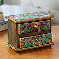 Decoupage jewelry box, 'Floral Hummingbirds'