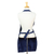 Cotton apron, 'Navy Geometry' - Embroidered Navy Cotton Gabardine Apron with Front Pockets