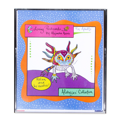 Curated gift box, 'Oaxaca Traditions' - Mexico Alebrije Art Gift Box Sculpture-Coloring Cards–Pencil