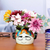 Ceramic flower pot, 'Natural Frida' - Handcrafted Ceramic Flower Pot Inspired by Frida Kahlo