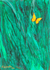 'Green Grassland' - Acrílico y Tintes sobre Papel Pintura Expresionista de Mariposas