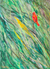 'Roter Vogel im grünen Grasland' - Acryl- und Farbstoffe auf Papiermalerei eines roten Vogels im Grasland
