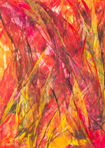 'Sunburst Fragment' - Abstract Painting Made with Acrylic & Natural Dyes on Paper