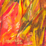 'Sunburst Fragment' - Abstract Painting Made with Acrylic & Natural Dyes on Paper