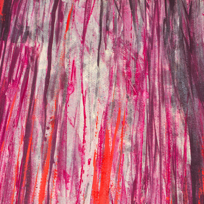 'Red Grassland' - Acrylic & Natural Dyes on Paper Abstract Grassland Painting