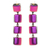 Gold-accented fused glass dangle earrings, 'Dichroic Fuchsia' - Fused Glass Dangle Earrings with Gold Accents in Fuchsia