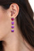 Gold-accented fused glass dangle earrings, 'Dichroic Fuchsia' - Fused Glass Dangle Earrings with Gold Accents in Fuchsia