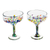 Margarita-Gläser aus mundgeblasenem recyceltem Glas, 'Chromatic Gala' (Paar) - 2 umweltfreundliche mundgeblasene Margarita-Gläser aus Recycling-Glas