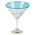 Copas de martini de vidrio reciclado soplado a mano, (par) - 2 copas de martini turquesa y blanco sopladas a mano en México