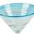Handblown recycled glass martini glasses, 'Waves of Sophistication' (pair) - 2 Turquoise and White Martini Glasses Handblown in Mexico (image 2c) thumbail