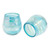 Handblown recycled glass stemless wine glasses, 'Turquoise Waves' (pair) - Two Handblown Stemless Wine Glasses in Turquoise and White