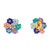 Glass beaded button earrings, 'Primaveral Bouquet' - colourful Glass Beaded Floral Button Earrings from Mexico
