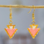 Glass beaded dangle earrings, 'Pink Directions' - Geometric Beaded Dangle Earrings in Golden and Pink Hues