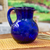 Handblown recycled glass pitcher, 'Chic Cobalt' - Eco-Friendly Cobalt Blue Handblown Recycled Glass Pitcher