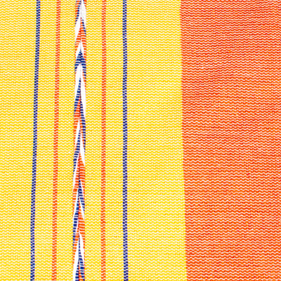 Cotton placemat, 'Goldenrod Sunset' - Handloomed Goldenrod and Orange Cotton Placemat from Mexico