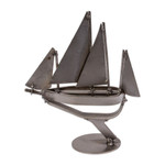 Upcycled metal sculpture, 'Metallic Voyage' - Eco-Friedly Nautical Upcycled Metal Sculpture from Mexico