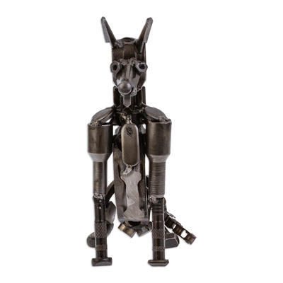 Upcycling-Metallskulptur - Umweltfreundliche Upcycling-Metallskulptur mit Hundemotiv aus Mexiko