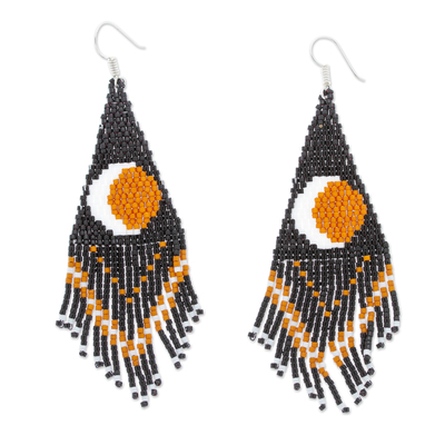 Perlenohrringe mit Wasserfall - Handgefertigte Perlen-Wasserfall-Ohrringe mit Eclipse-Motiv