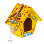 Ceramic bird feeder, 'Goldenrod Arcadia' - Hand-Painted Talavera Ceramic Bird Feeder in Yellow