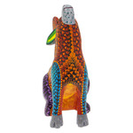 Wood alebrije sculpture, 'Warm Howl' - Handcrafted Alebrije Coyote Sculpture in Warm Hues
