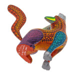 Wood alebrije sculpture, 'Warm Howl' - Handcrafted Alebrije Coyote Sculpture in Warm Hues