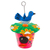 Tin birdhouse and feeder, 'Merry Chants' - Handcrafted Floral Tin Birdhouse and Feeder with Blue Bird