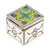 Tin and ceramic jewellery box, 'Sunny Reflections' - Handcrafted Talavera-Themed Tin and Ceramic jewellery Box