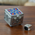 Tin and ceramic jewelry box, 'Twilight Reflections' - Handcrafted Blue Talavera-Themed Tin and Ceramic Jewelry Box