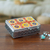 Tin and ceramic jewelry box, 'Palace of Suns' - Talavera Tin and Ceramic Jewelry Box in Orange and Yellow