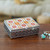 Tin and ceramic jewelry box, 'Palace of Flowers' - Talavera Tin and Ceramic Jewelry Box in Warm Floral Details