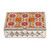 Tin and ceramic jewelry box, 'Palace of Flowers' - Talavera Tin and Ceramic Jewelry Box in Warm Floral Details