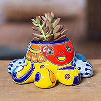 Ceramic flower pot, 'Marine Hacienda'