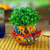 Ceramic flower pot, 'Talavera Eden in Strawberry' - Handcrafted Floral Ceramic Pot with Saucer in Strawberry (image 2) thumbail