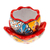 Ceramic flower pot, 'Talavera Eden in Strawberry' - Handcrafted Floral Ceramic Pot with Saucer in Strawberry (image 2c) thumbail