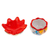 Ceramic flower pot, 'Talavera Eden in Strawberry' - Handcrafted Floral Ceramic Pot with Saucer in Strawberry (image 2d) thumbail