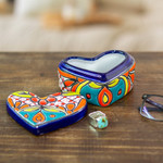 Ceramic decorative box, 'Classic Romance' - Heart-Shaped Floral Talavera Ceramic Decorative Box