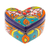 Ceramic decorative box, 'Classic Romance' - Heart-Shaped Floral Talavera Ceramic Decorative Box thumbail