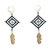 Gold-accented hand-woven dangle earrings, 'Feathery Diamonds' - Gold-Accented and Hand-Woven Dangle Earrings with Feathers