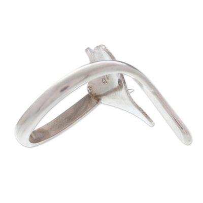 Sterling silver wrap ring, 'Delicate Lily' - Heart-Shaped Sterling Silver Calla Lily Wrap Ring