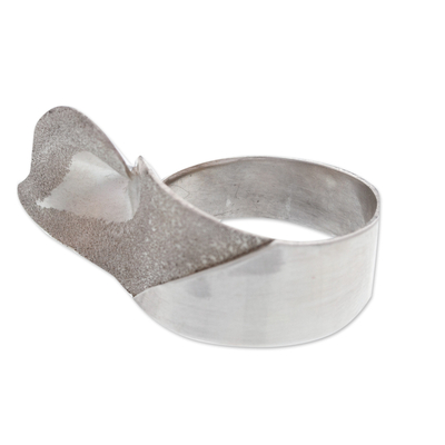 Sterling silver wrap ring, 'Peace Lily' - Floral and Modern Sterling Silver Wrap Ring from Mexico
