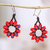 Perlenohrringe - Ohrringe mit roten Blumenperlen, handgefertigt in Mexiko