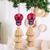 Embroidered felt ornaments, 'Almond Underworld' (pair) - Day of the Dead Almond Felt Ornaments with Skulls (Pair)